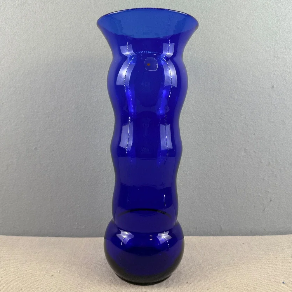 Blenko 9729 Cobalt Blue Ribbed Vase Matt Carter Label 15